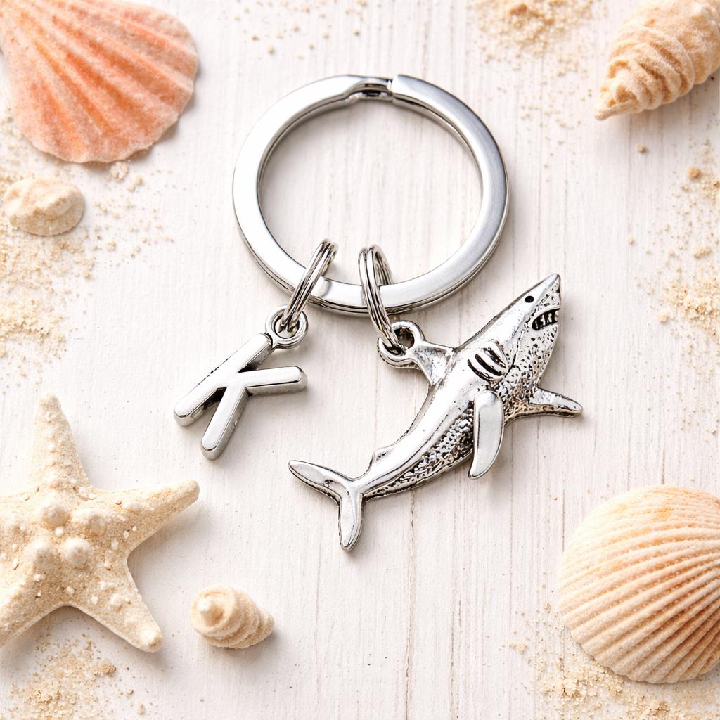 Shark Led Keychain Shark Keychain, Personalised Initial Ocean Gift - Etsy