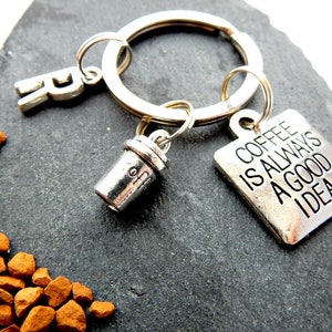 Coffee Drinker Gift, Personalised Keyring, Caffeine Addict, Coffee Cup Keychain, Funny Gift For Her,