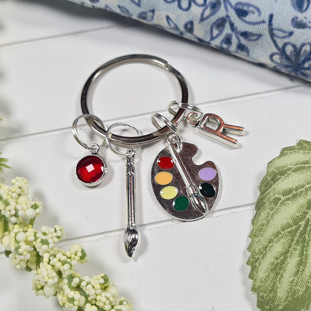 Artist Gift, Paint Palette Keychain, Personalised Painter Keychain ...