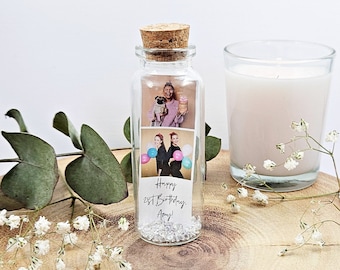 21st Birthday Photo Gift, Keepsake For Her, Birthday Present For Best Friend, Personalised Message in a Bottle, Age Gifts