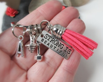 Personalised Fitness Keychain, Gym Gifts, Personal Trainer Tassel Keychain, Weight Lifter, Fitness Fanatic