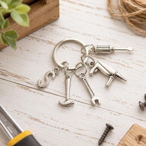 Personalised Tools Keyring, Builder Handyman Gift, Fathers Day,
