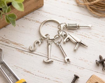 Personalised Tools Keyring, Builder Handyman Gift, Fathers Day,