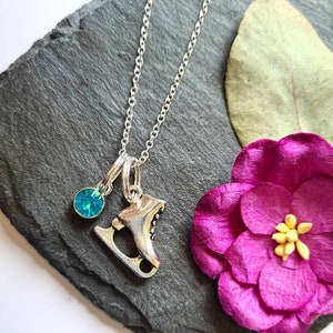 Silver Ice Skating Necklace, Skater Gifts, Birthstone Necklaces, Ice Hockey, Winter Sports