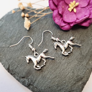Silver Horse Earrings, Horse Jewellery, Horse Rider Gifts Gifts, Animal Earrings, Dangle, Cute, Animal