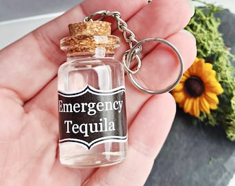 Emergency Tequila Keyring, Valentines Day Gift, Tequila Gifts, Funny Present, Little Token, Cheer Someone Up, Alcohol Shot, Novelty Keychain