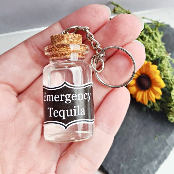 Emergency Tequila Keyring, Valentines Day Gift, Tequila Gifts, Funny Present, Little Token, Cheer Someone Up, Alcohol Shot, Novelty Keychain