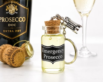 Porte-clés Prosecco d'urgence, cadeau humoristique pour femmes, petit cadeau pour adultes, cadeau de Noël secret