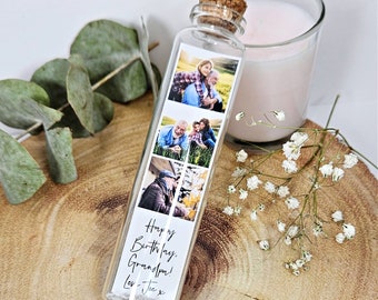 Gift For Grandad, Photo Bottle, Personalised Message in a Bottle, Grandfather Birthday Present, From Grandchildren, Your Own Photos