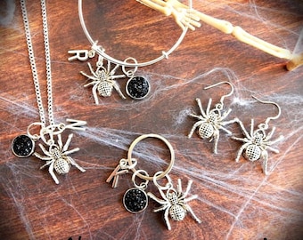 Halloween Jewelry, Spider Necklace, Halloween Earrings, Goth Jewellery, Halloween Jewellery, Spider Gift, Spider Earrings, Spider bracelet