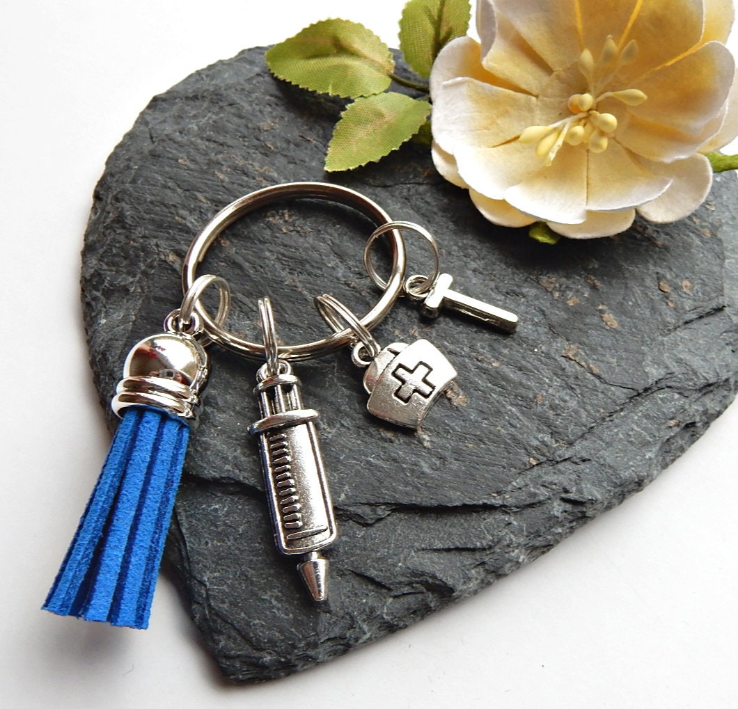 Ouligay Sleutelhanger, verpleegsters, cadeaus voor verpleegsters, met stethoscoop, spuit, verzorger, arts, medische student, cadeau voor verjaardagen, afstuderen, kerstcadeau