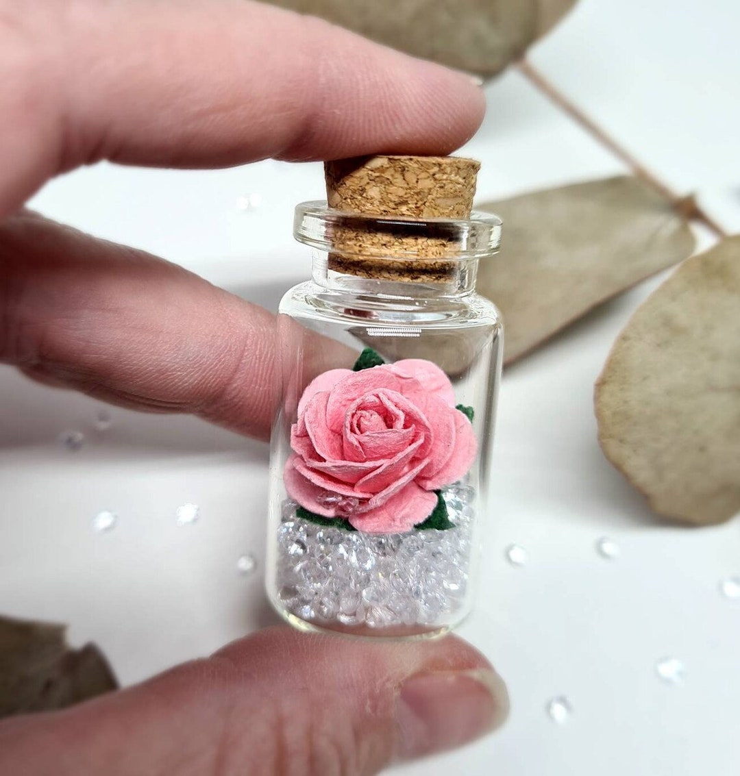 Miniature Pink Forever Rose, Valentines Gift, Wedding Favours, Token of ...