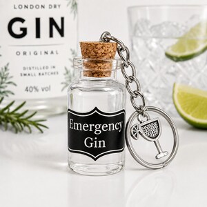 Emergency Gin Keyring, Alcohol Theme Gift, Adult Stocking Filler