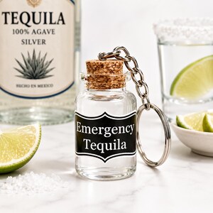 Emergency Tequila Keyring,  Funny Shot Gift, Adult Stocking Filler, Secret Santa