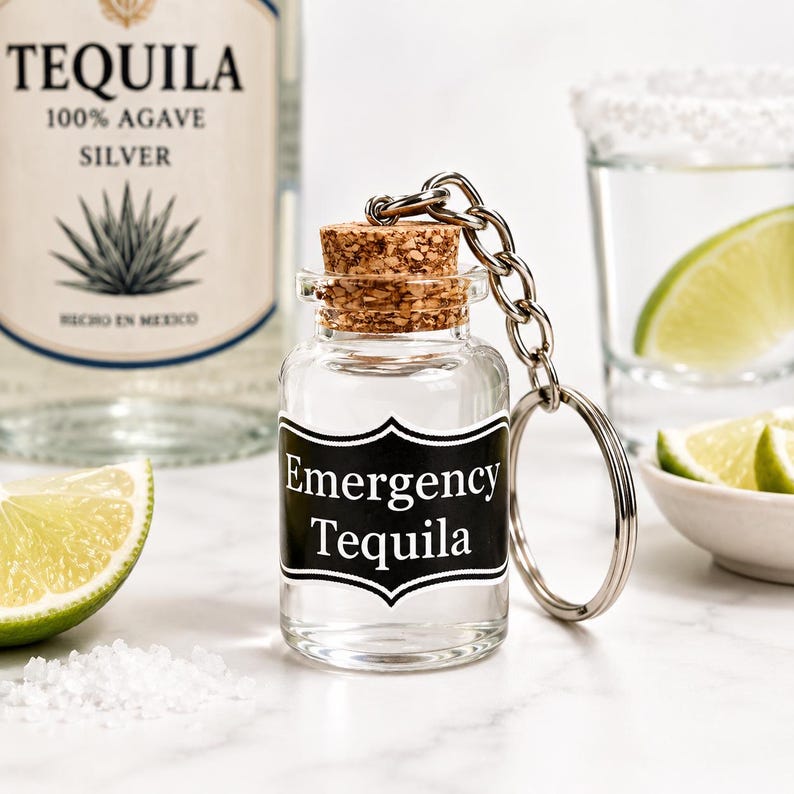 Emergency tequila keychain