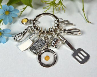 Personalised Chef Keychain: Birthstone Cook Gift, Culinary New Job