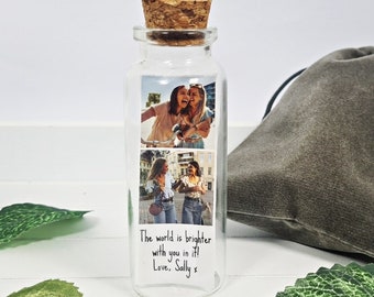 Best Friend Photo Gift, Personalised Message in a Bottle, Friendship Keepsake, Birthday Present For Bestie, Pick Me Up, Small Token