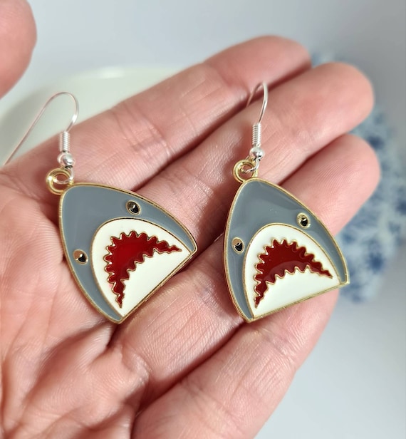 Shark Stud Earrings For Women – Cute Tiny Shark & Dolphin Earrings, Beach Party Jewelry Gift - View #2
