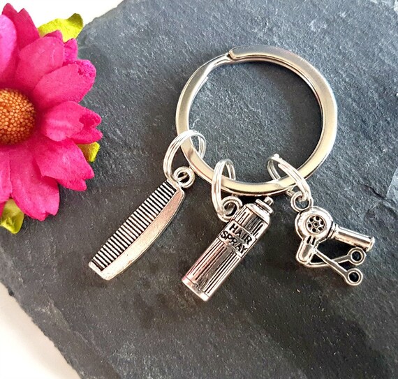 Hairdresser Gift Hair Dresser Key Ring Hairspray Key Chain Etsy