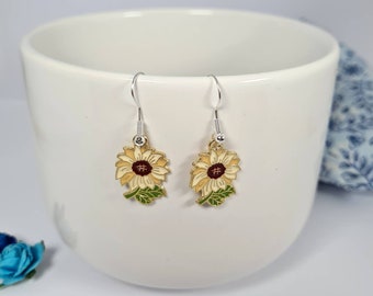 Sunflower Earrings, Cute Floral Jewellery, Yellow Flower Earrings, Gift for Her, Dangly Earrings, Statement, Cute,