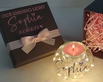 Memorial Keepsake Personalised Name & Gift Boxed, 20 LED Light Glass Ball Candle,  Remembrance Gift, In Memory Of,  Memory Gift, Bereavement