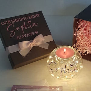 Memorial Keepsake Personalised Name & Gift Boxed, 20 LED Light Glass Ball Candle,  Remembrance Gift, In Memory Of,  Memory Gift, Bereavement