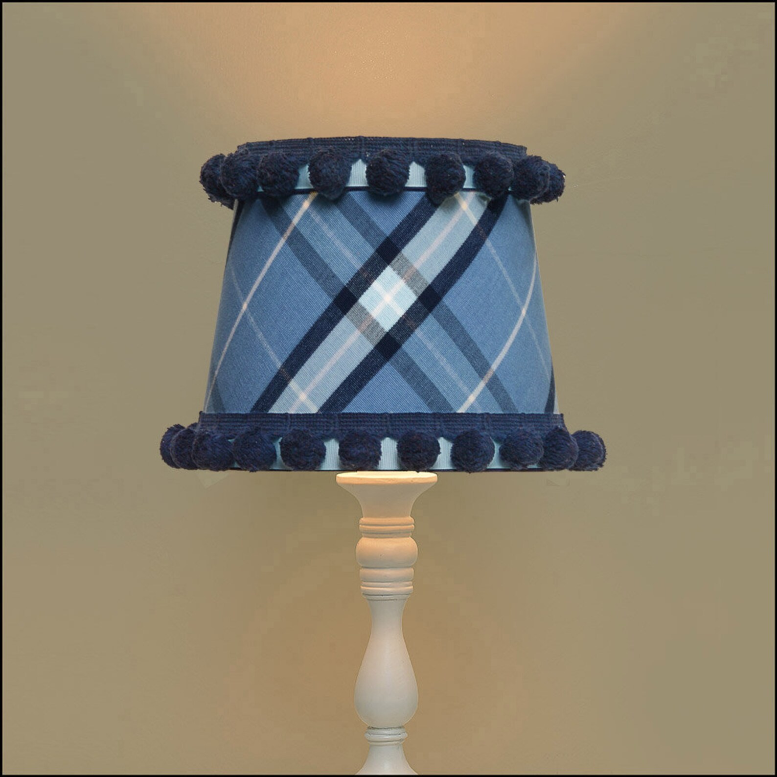Lamp Shade Harrison Plaidcotton Lamp Shade W/ Vintage Pompom Trim Etsy