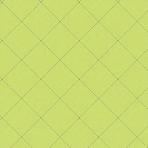 May include: A repeating pattern of light green squares arranged diagonally, creating a grid-like design. Thin, dotted lines in a darker green color intersect the squares, forming a diamond pattern across the surface.
