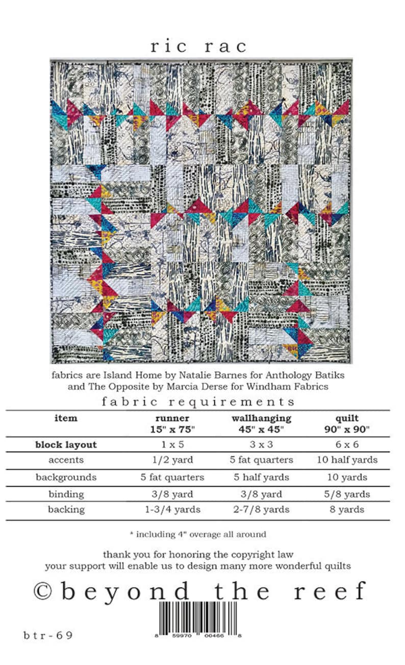 RIC RAC Quilt Pattern by Natalie Barnes Beyond the Reef Etsy