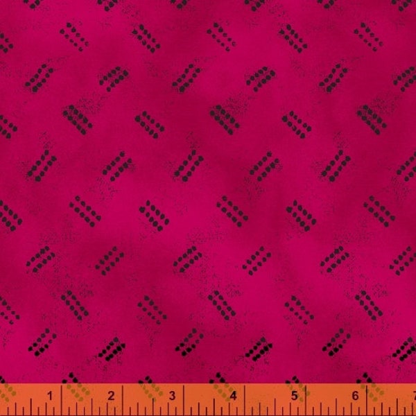 OUR HOUSE fabric Shirting print by Natalie Barnes Windham Fabrics  mottled Magenta with black by the half yard OEKO Tex Quilting Cotton