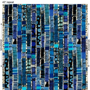 Marcia Derse The Blue One BTY Blue Stripe Fabric Windham Fabrics OEKO Tex Cotton