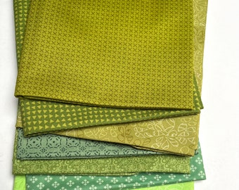 LAST CALL   SEVEN different half yard fabrics Only one bundle  Green fabric s Art Gallery Fabrics and other Premium quilting cottons