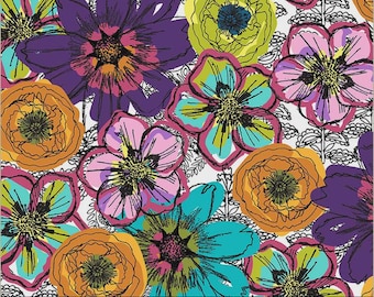 NEW 108 wide back BTY Flower Fields fabric Natalie Barnes Windham Fabrics Quilting Cotton