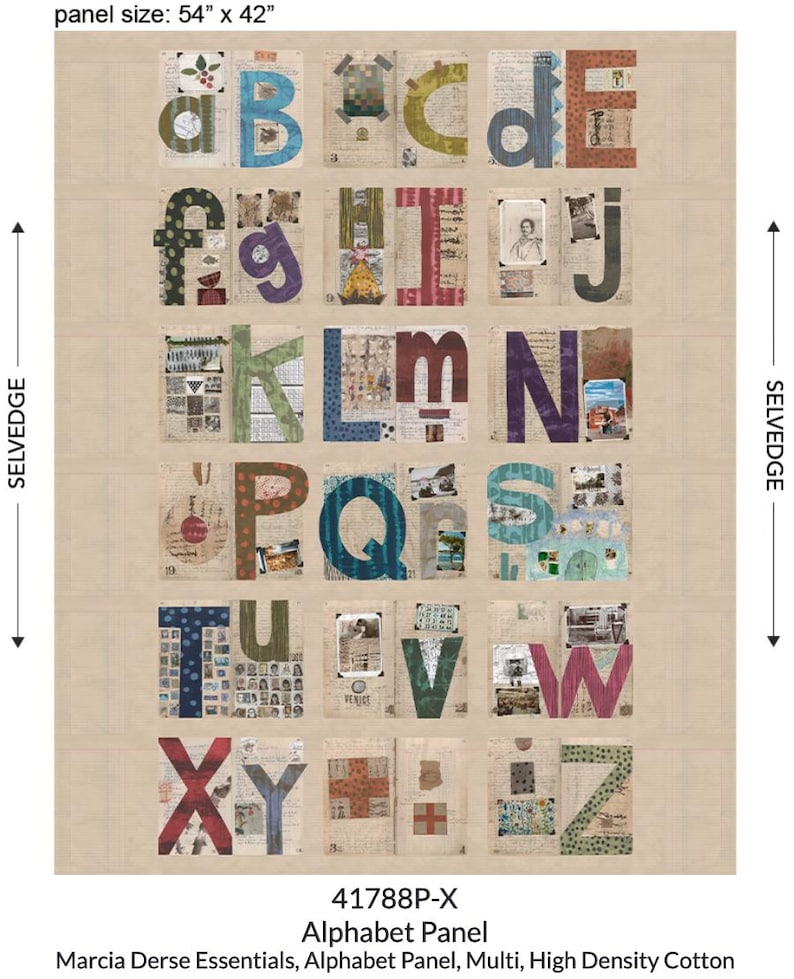 Alphabet Panel Fabric Panel Marcia Derse 41788P X High Density Cotton ...
