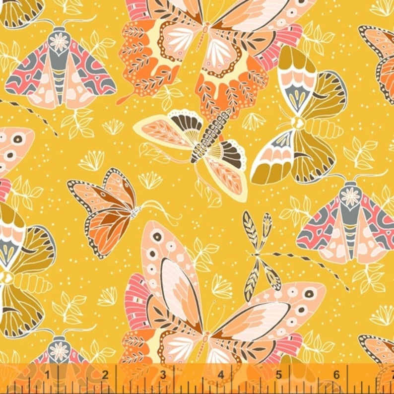 AERIAL Flock Yellow BTHY Half Yard or Continuous yardage Tamara Kate 52179-3 Windham Fabrics Great Mask fabric