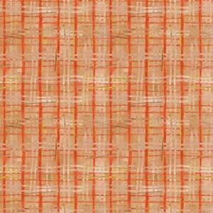 May include: Abstract pattern featuring a grid of orange and white lines over a tan background. The design has a hand-painted aesthetic, with visible brushstrokes and variations in line thickness. The overall effect is a textured, artistic pattern.