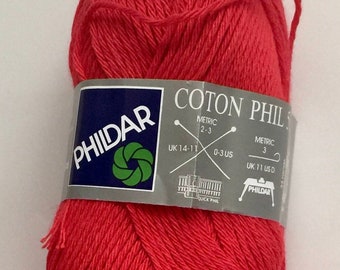 Red Orange Cotton Blend Yarn, Machine Washable, Baby Yarn, Phildar Coton Phil 51, lot of 10 Skeins