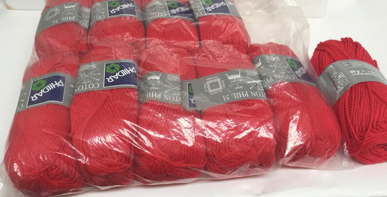 Machine Washable Phildar Coton Phil 51 Red Orange Cotton Blend Yarn Baby Yarn lot of 10 Skeins