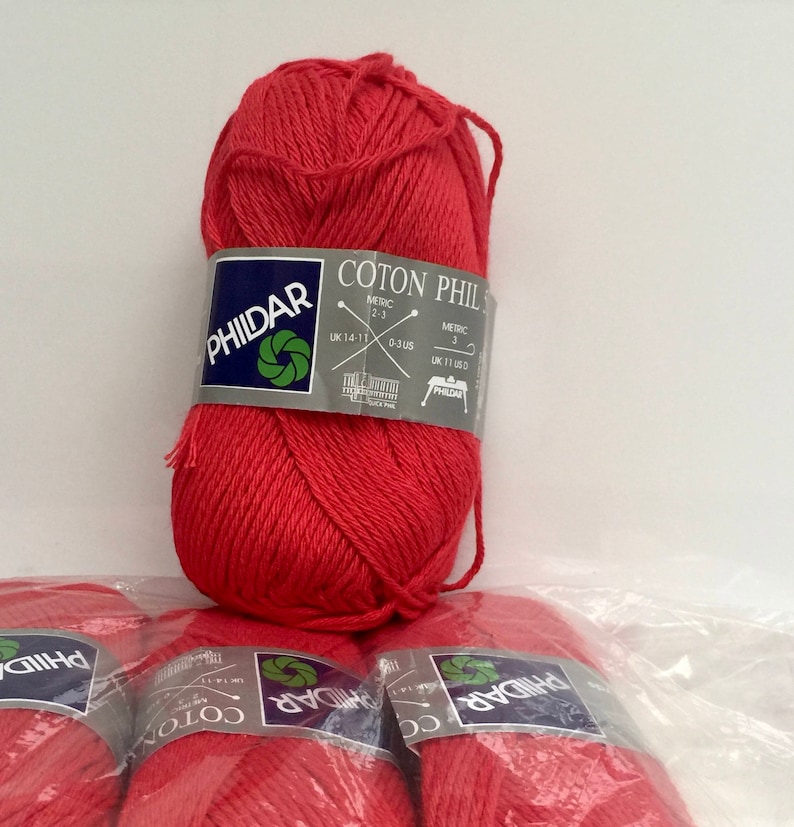 Machine Washable Phildar Coton Phil 51 Red Orange Cotton Blend Yarn Baby Yarn lot of 10 Skeins