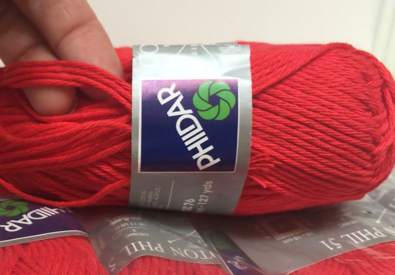 Machine Washable Phildar Coton Phil 51 Red Orange Cotton Blend Yarn Baby Yarn lot of 10 Skeins