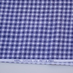 Blue Checkered Basket Weave Fabric by Hamil Textiles, 1/2 Yard image 4