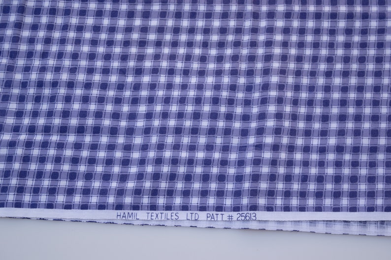 Blue Checkered Basket Weave Fabric by Hamil Textiles, 1/2 Yard image 4