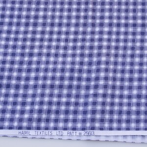 Blue Checkered Basket Weave Fabric by Hamil Textiles, 1/2 Yard image 2