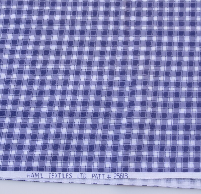Blue Checkered Basket Weave Fabric by Hamil Textiles, 1/2 Yard image 2