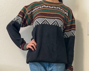 FINAL SALE Alpaca size M/L - L/XL unisex sweater | Handmade in Peru | Ethnic pullover | Warm soft sweater | Peruvian gift | Oversized