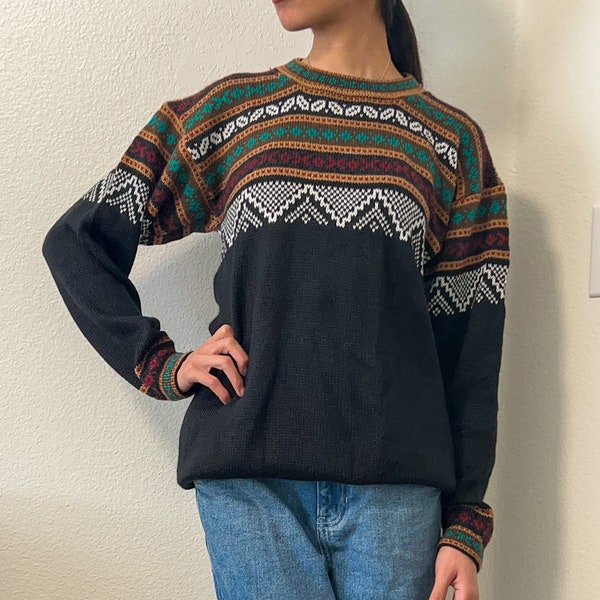 FINAL SALE Alpaca size M/L - L/XL unisex sweater | Handmade in Peru | Ethnic pullover | Warm soft sweater | Peruvian gift | Oversized