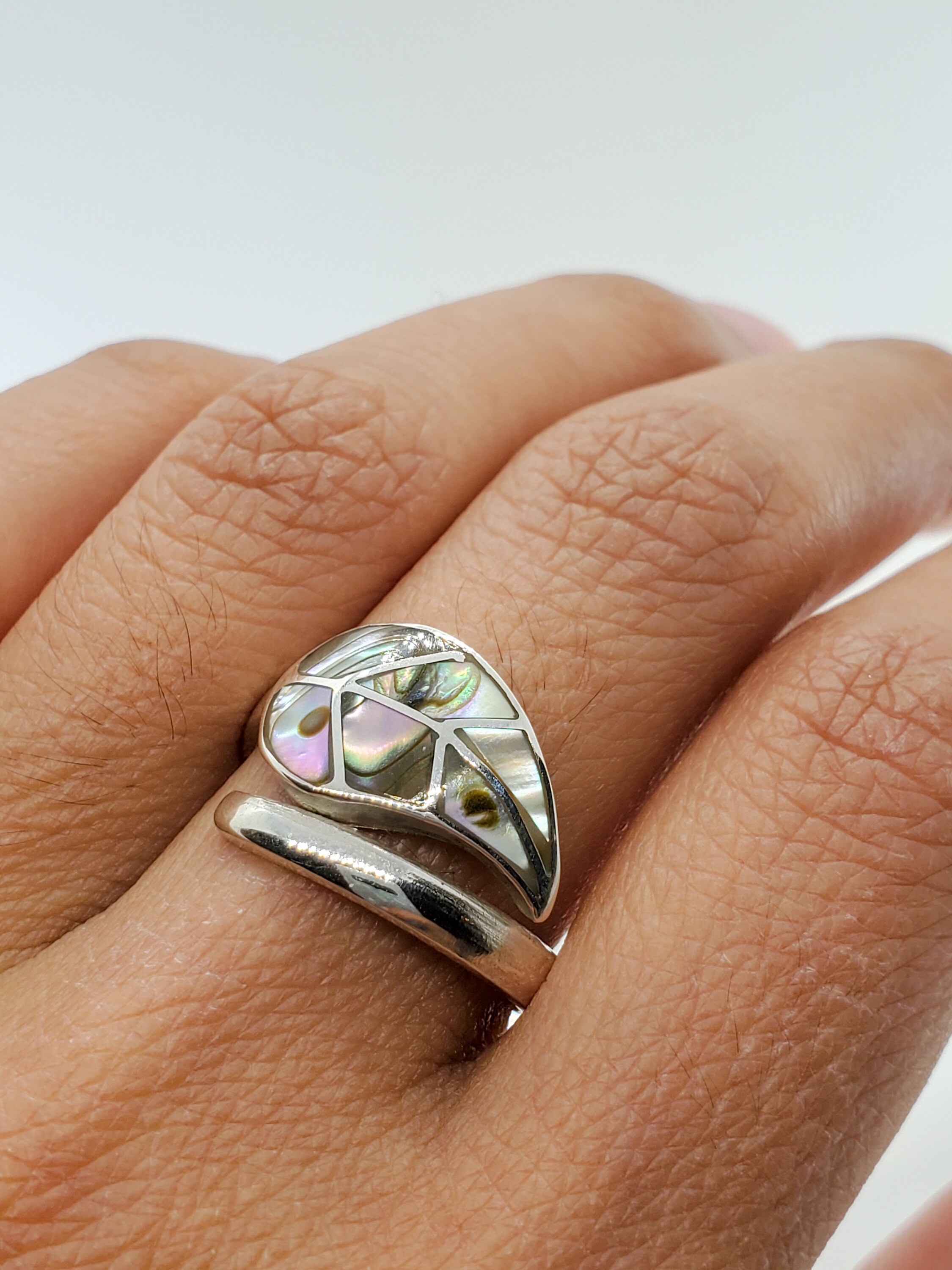 Abalone coca leaf ring Handmade silver 950 Sterling Silver Etsy