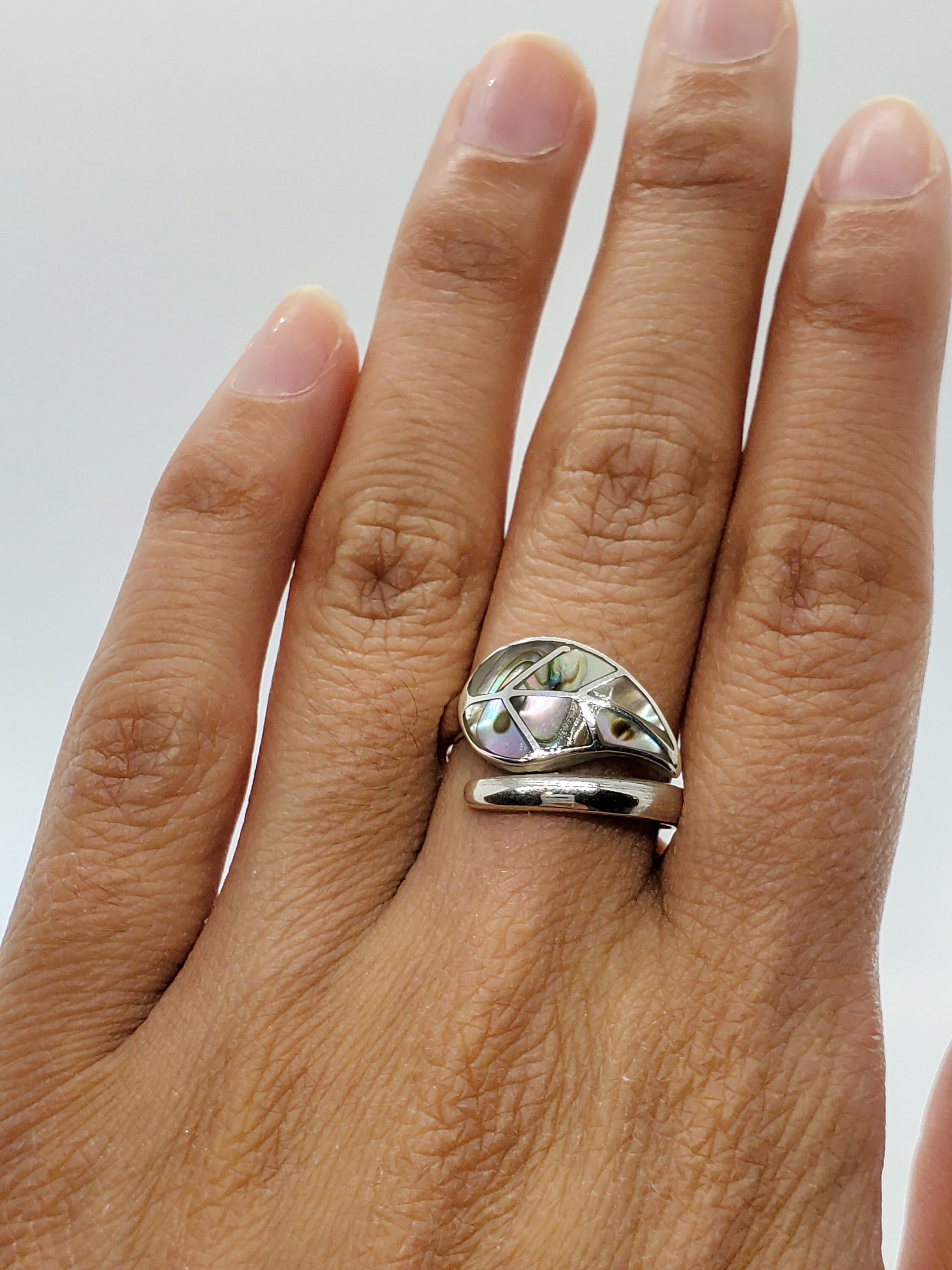 Abalone coca leaf ring Handmade silver 950 Sterling Silver Etsy