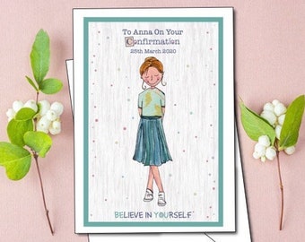 Girls Personalised Confirmation Card/Keepsake Confirmation Card, Card for Girls for Confirmation, Special Confirmation Card for Girl