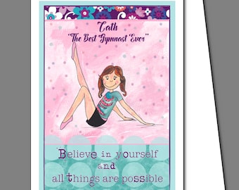 Gymnastics Personalised Birthday Card Gymnastics Birthday Card Personalised Birthday Card Girls Gymnastics Card Kids Gymnast Card